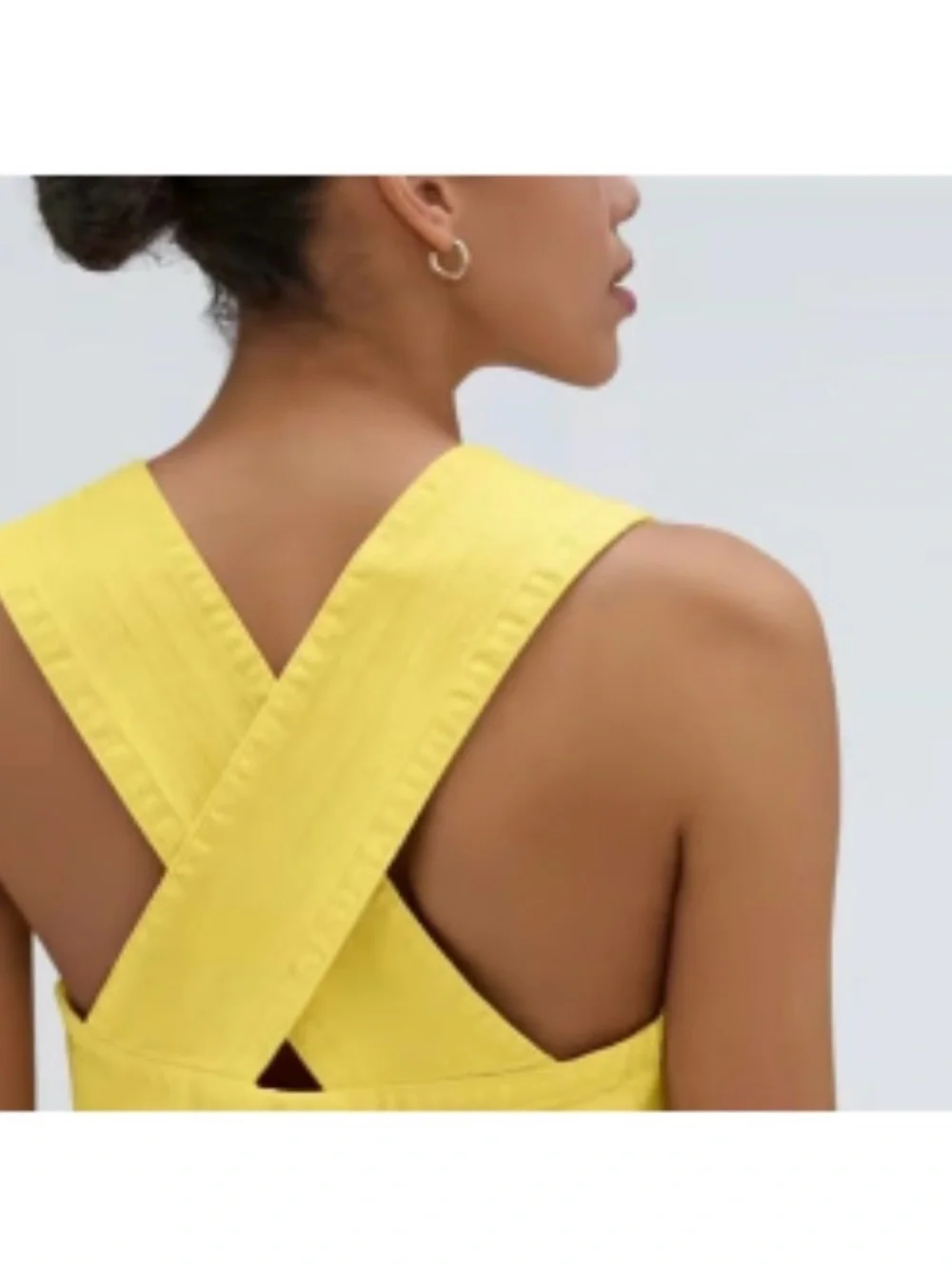 Everlane Sunny Butter Yellow Cross Back Organic Cotton Apron Mini Dress Medium
